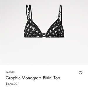 Authentic Louis Vuitton Black & White Monogram Triangle Bikini Top Size 38